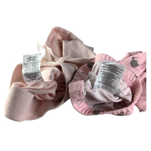 Baby Girl 2 Pc Leggings 3-6M Pink & Minnie Mouse Print Cotton Blend - Picture 4 of 9